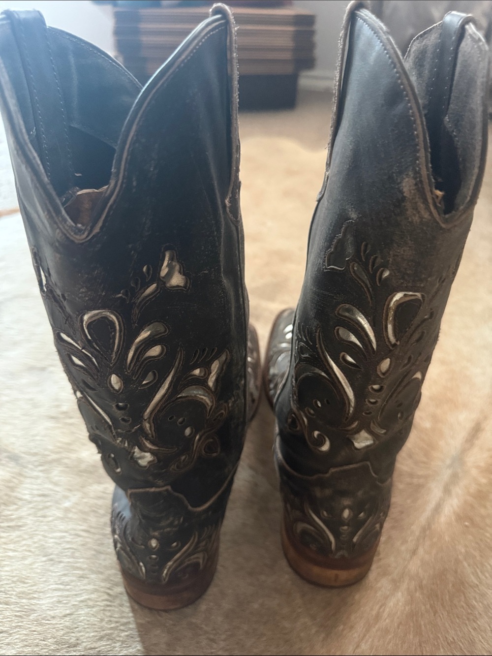 Women's Embroidered Western Cowboy Boots - Black roper size 11 - Picture 4 of 5